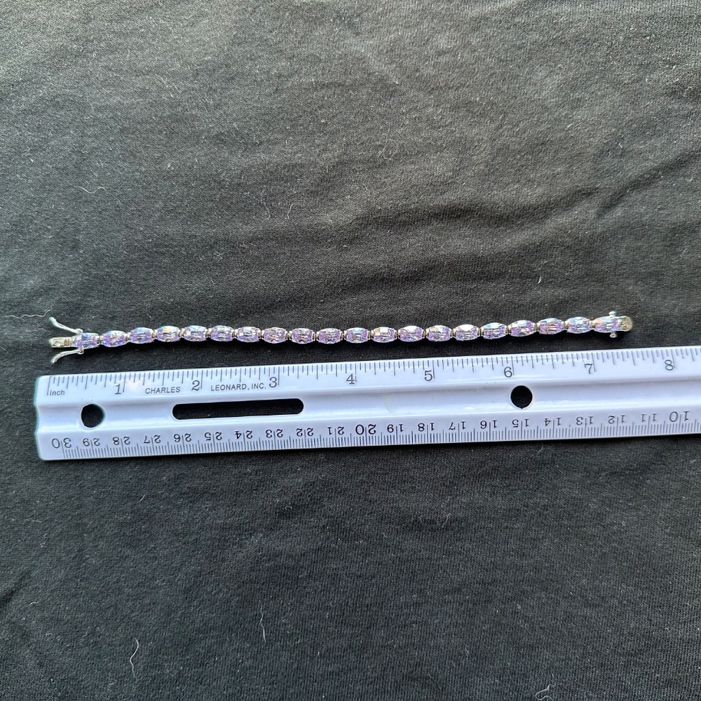 Lab-made Amethyst and Sterling Silver Bracelet - Picture 10 of 11